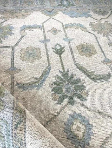 Hand-Knotted Oushak-Style Carpet - Textiles & Apparel by Triveni Rugs and Home Decor