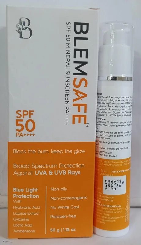 Blemsafe SPF 50 PA++++ Mineral Sunscreen - Beauty & Personal Care by Four Friends International